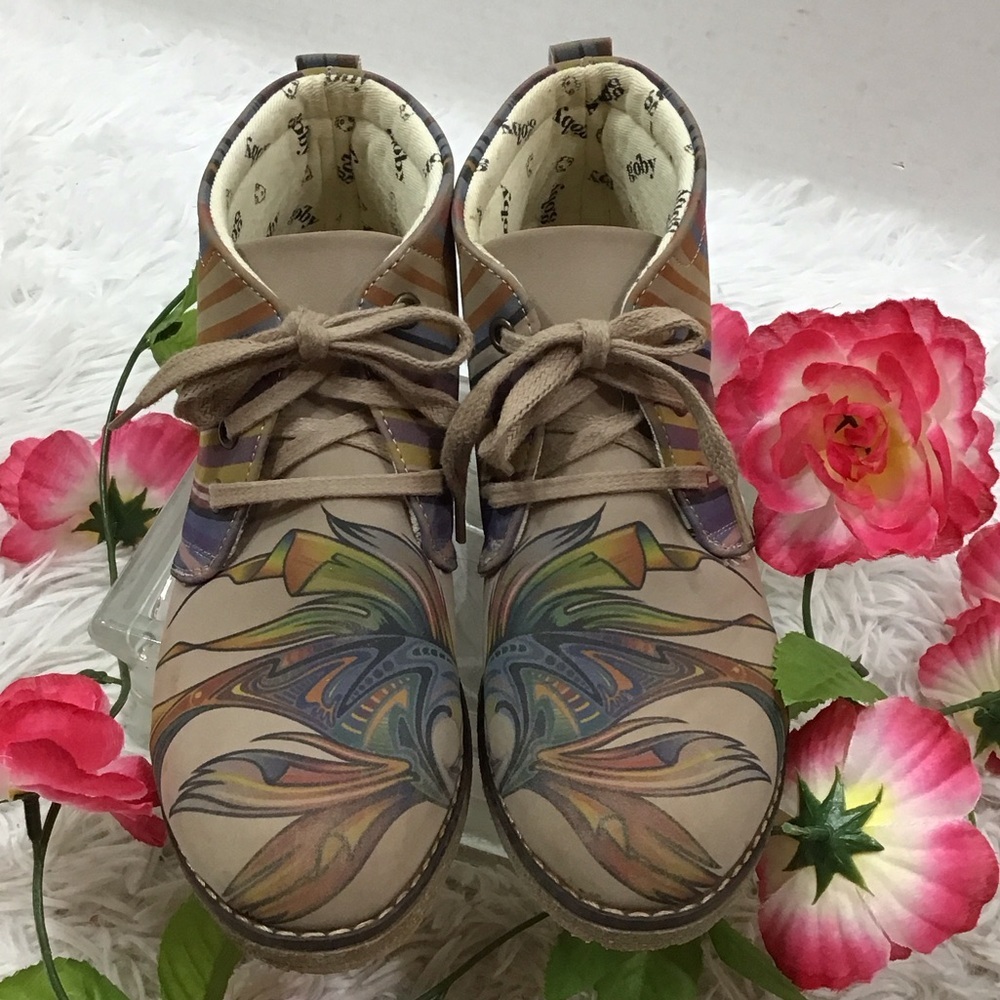 Goby fish pattern suede ankle boots 38